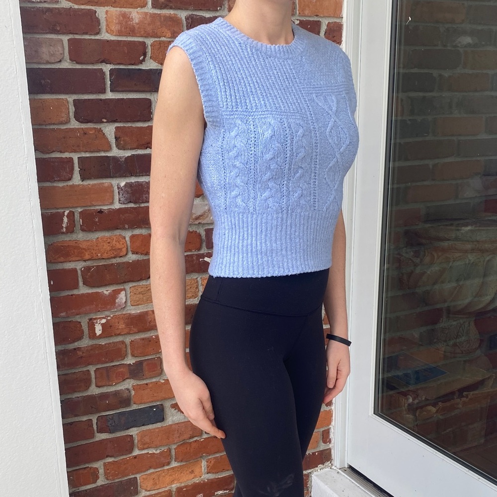 Hippie Rose Light Blue Cable Knit Tank Top